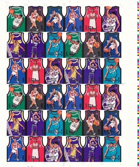 1996-97 Fleer Ultra "Fresh Faces" Basketball Uncut Card Sheet (36 Cards) - Including 4 Kobe Bryant Rookie Cards!
